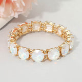 Women's Round Stone Cluster Beaded Stretch Evening Bracelet