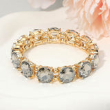 Women's Round Stone Cluster Beaded Stretch Evening Bracelet