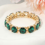 Women's Round Stone Cluster Beaded Stretch Evening Bracelet