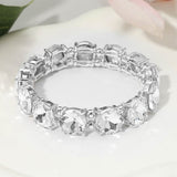Women's Round Stone Cluster Beaded Stretch Evening Bracelet