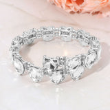 Heart Stone Cluster Link Adjustable Evening Bracelet