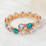 Square Stone Cluster Link Adjustable Evening Bracelet