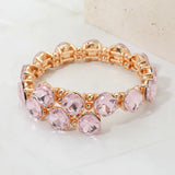 Square Stone Cluster Link Adjustable Evening Bracelet
