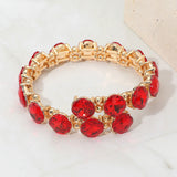 Square Stone Cluster Link Adjustable Evening Bracelet