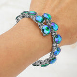 Square Stone Cluster Link Adjustable Evening Bracelet