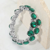 Square Stone Cluster Link Adjustable Evening Bracelet