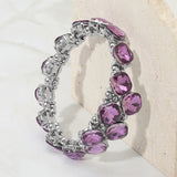 Square Stone Cluster Link Adjustable Evening Bracelet