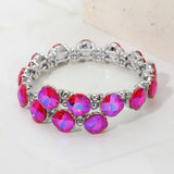 Square Stone Cluster Link Adjustable Evening Bracelet