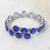 Square Stone Cluster Link Adjustable Evening Bracelet