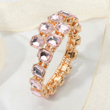Rectangle Stone Cluster Link Adjustable Evening Bracelet