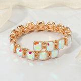 Rectangle Stone Cluster Link Adjustable Evening Bracelet