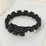 Rectangle Stone Cluster Link Adjustable Evening Bracelet