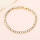 18K Gold Dipped Classic Round Tennis Chain Bracelet