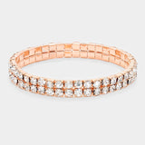 2-ROW Rhinestone Stretch Evening Bracelet