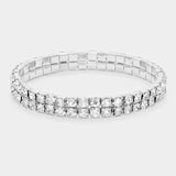 2-ROW Rhinestone Stretch Evening Bracelet