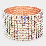 10-ROW Rhinestone Stretch Evening Bracelet