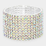 10-ROW Rhinestone Stretch Evening Bracelet