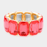 Women's Emerald Cut Stone Stretch Evening Bracelet 4th of July
