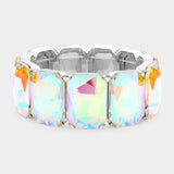 Women's Emerald Cut Stone Stretch Evening Bracelet 4th of July