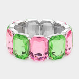 Women's Emerald Cut Stone Stretch Evening Bracelet 4th of July
