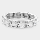 Women's Cushion Square Stone Stretch Evening Bracelet
