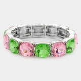 Women's Cushion Square Stone Stretch Evening Bracelet