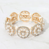 Pearl Floral Beaded Stretch Evening Bracelet