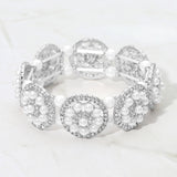 Pearl Floral Beaded Stretch Evening Bracelet