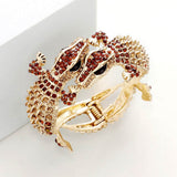 Crystal Rhinestone Double Crocodile/Alligator Evening Hinged Cuff Bracelet