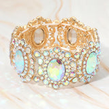 Oval Stone Accented Link Stretch Evening Bracelet