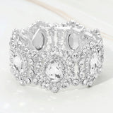 Oval Stone Accented Link Stretch Evening Bracelet
