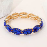 Faceted Marquise Cut Stone Beaded Stretch Evening Bracelet