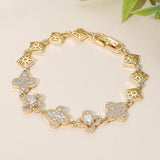 CZ Stone Paved Quatrefoil Link Bracelet