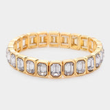 Women's Emerald Cut Stone Stretch Evening Bracelet 4th of July