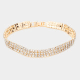 3Rows Rhinestone Evening Bracelet