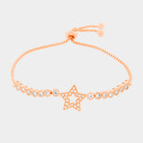 Cubic Zirconia Star Adjustable Pull Tie Evening Bracelet
