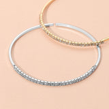 One Row Rhinestone Paved Bar Accent Adjustable Bangle Evening Bracelet