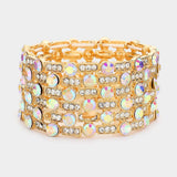 Stone Embellished Crystal Stretch Evening Bracelet