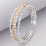 Square Cut CZ Stone Accented Split Evening Bracelet