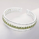 Square Cut CZ Stone Accented Split Evening Bracelet