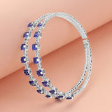 Square CZ Stone Cluster Accented Split Adjustable Evening Bracelet