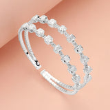 Square CZ Stone Cluster Accented Split Adjustable Evening Bracelet
