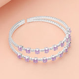 Square CZ Stone Cluster Accented Split Adjustable Evening Bracelet