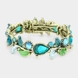 Glass Crystal and Metal Vine Open Adjustable Bracelet