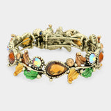 Glass Crystal and Metal Vine Open Adjustable Bracelet