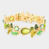 Glass Crystal and Metal Vine Open Adjustable Bracelet