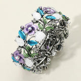 Glass Crystal Metal Flower Leaf Evening Bracelet