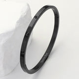 Stainless Steel CZ Stone Embellished Bangle Bracelet