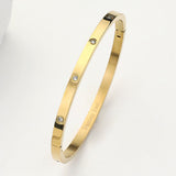 Stainless Steel CZ Stone Embellished Bangle Bracelet