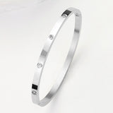 Stainless Steel CZ Stone Embellished Bangle Bracelet
